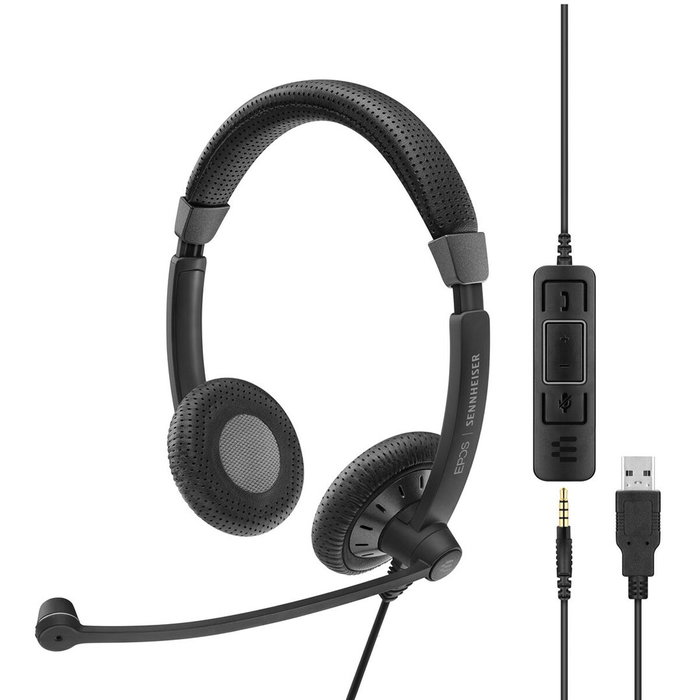 EPOS Impact SC 75 USB MS - Auriculares Supraaurales con Micrófono Boom, Cancelación de Ruido, Frecuencia 60-16000 Hz, Alámbrico, USB Tipo A, Diadema, Negro