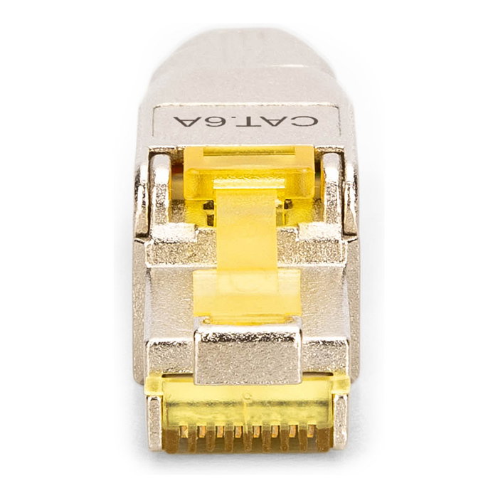 Digitus Conector de Campo RJ-45 Blindado Cat 6A, Conexión sin Herramientas, Macho Recto, Contactos Chapados en Oro/Níquel, Plata/Amarillo