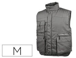 Deltaplus Chaleco multibolsillos con cremallera, cintura elástica y protección de riñones, Gris verde, Talla M