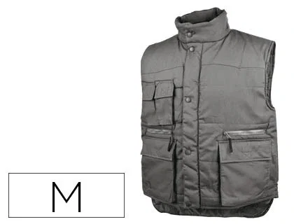 Deltaplus Chaleco multibolsillos con cremallera, cintura elástica y protección de riñones, Gris verde, Talla M Deltaplus Chaleco multibolsillos con cremallera, cintura elástica y protección de riñones, Gris verde, Talla M