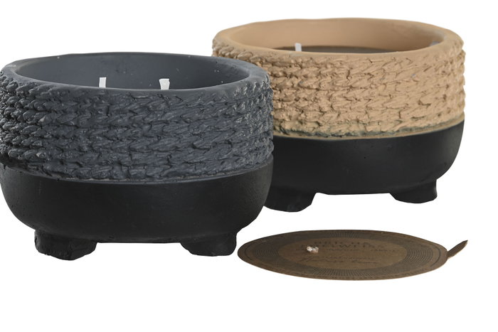 DKD Home Decor Set de 16 Velas de Cemento con 2% de Perfume, Beige y Azul
