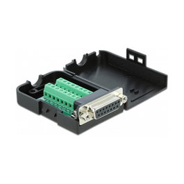 DeLOCK Adaptador D-Sub15 hembra a bloque de terminales 16 pines con carcasa 66569