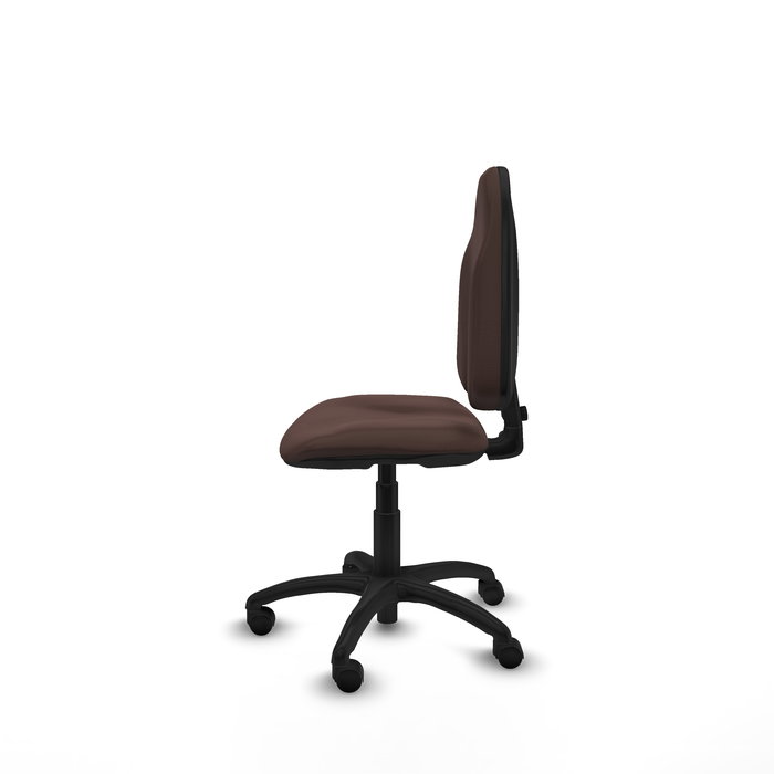 Silla de oficina Algarra con mecanismo Contacto permanente básico tapizada con Similpiel color Marrón oscuro. Equipada con Base poliamida negra, Sin brazos y Ruedas de nailon 50 mm Silla de oficina Algarra con mecanismo Contacto permanente básico tapizada con Similpiel color Marrón oscuro. Equipada con Base poliamida negra, Sin brazos y Ruedas de nailon 50 mm