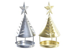DKD Home Decor Portavelas Metal Cono Surtido Dorado y Plateado