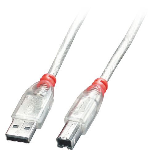 Lindy Cable USB 2.0 de 2 m con conectores USB A y USB B, Transparente