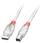 Lindy Cable USB 2.0 de 2 m con conectores USB A y USB B, Transparente