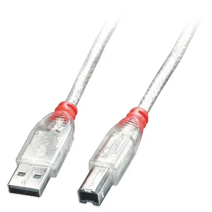 Lindy 41753 Cable USB 2.0 USB A a USB B, 2 m, 480 Mbit/s, Transparente