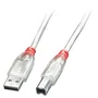 Lindy 41753 Cable USB 2.0 USB A a USB B, 2 m, 480 Mbit/s, Transparente