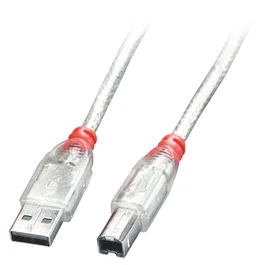 Lindy 41753 Cable USB de 2 Metros, USB 2.0 Tipo A a Tipo B, Transparente