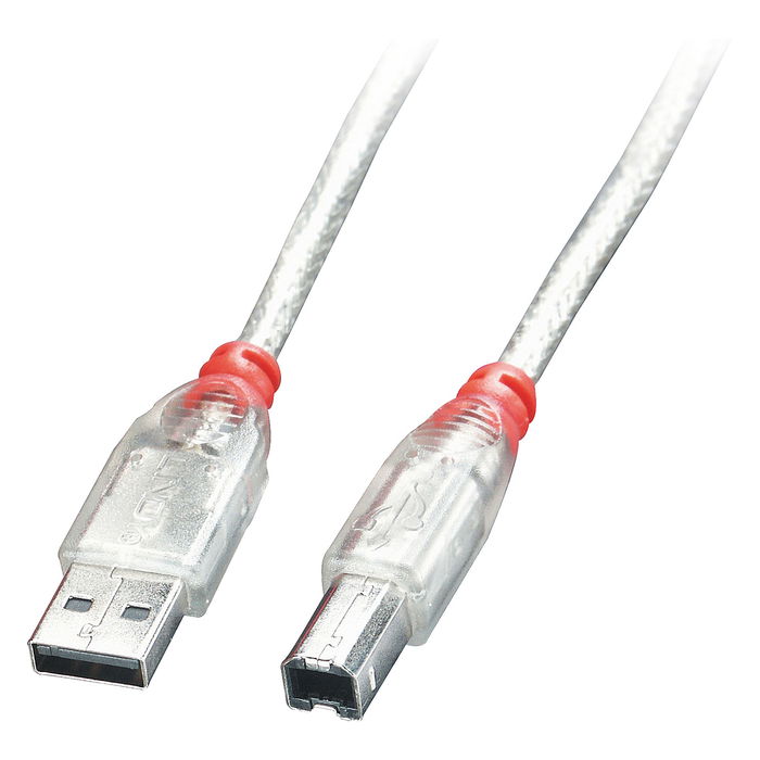 LINDY 41753 Cable USB 2.0 Transparente Tipo A a B, Macho a Macho, 2 Metros de Longitud, 480 Mbps LINDY 41753 Cable USB 2.0 Transparente Tipo A a B, Macho a Macho, 2 Metros de Longitud, 480 Mbps