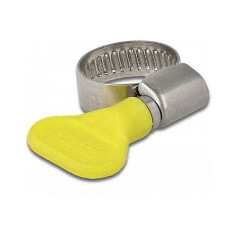 DeLOCK Abrazadera de manguera con tuerca de mariposa 13 - 19 mm, 10 unidades, Amarillo DeLOCK Abrazadera de manguera con tuerca de mariposa 13 - 19 mm, 10 unidades, Amarillo