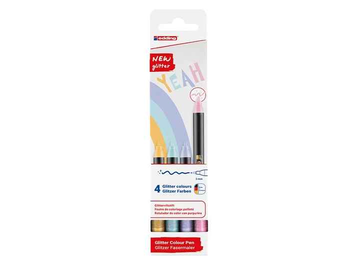 Edding 1200 Glitter Rotuladores Colores Pastel Surtidos Estuche de 4 unidades