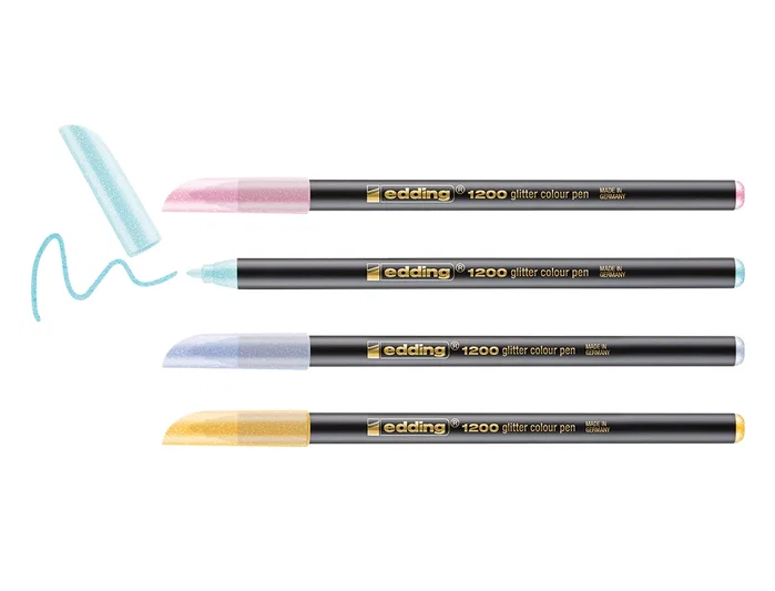 Edding 1200 Glitter Rotuladores Colores Pastel Surtidos Estuche de 4 unidades