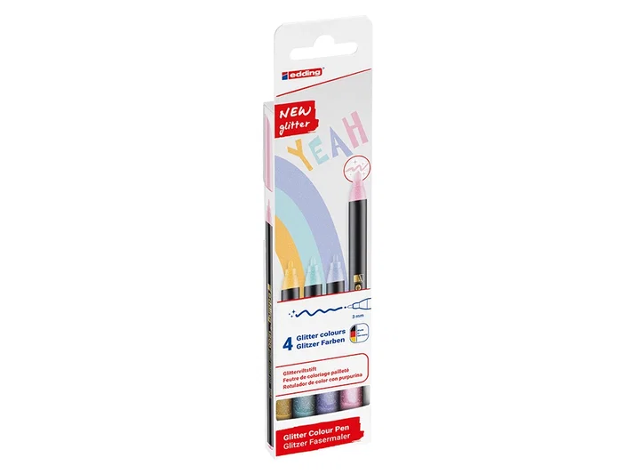 Edding 1200 Glitter Rotuladores Colores Pastel Surtidos Estuche de 4 unidades