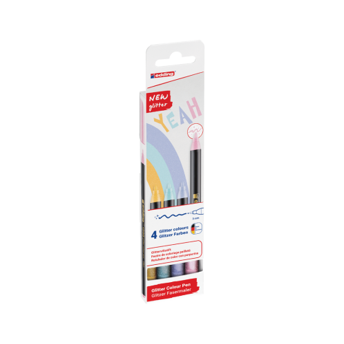 Edding 1200 Glitter Rotuladores Colores Pastel Surtidos Estuche de 4 unidades