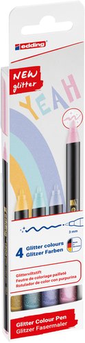 Edding 1200 Glitter Rotuladores Colores Pastel Surtidos Estuche de 4 unidades