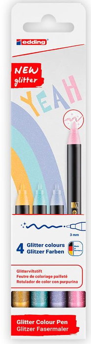 Edding Rotuladores 1200 Glitter Colores Pastel Estuche de 4 Unidades