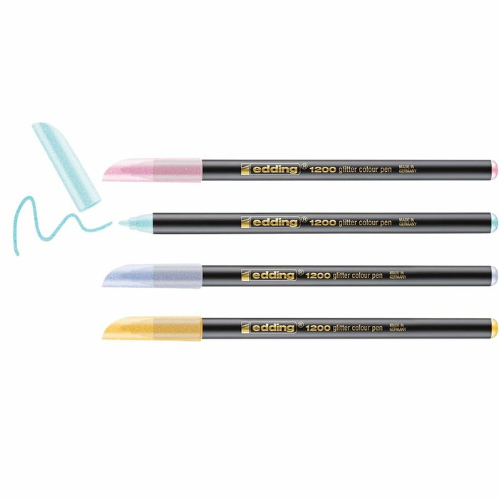 Edding 1200 Glitter Rotuladores Colores Pastel Surtidos Estuche de 4 unidades