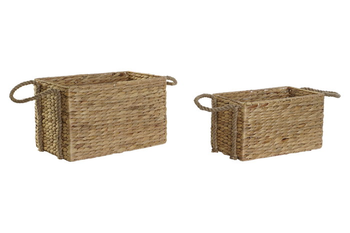 DKD Home Decor Set de 2 Cestas de Fibra y Cuerda Natural 40x25x25 cm DKD Home Decor Set de 2 Cestas de Fibra y Cuerda Natural 40x25x25 cm