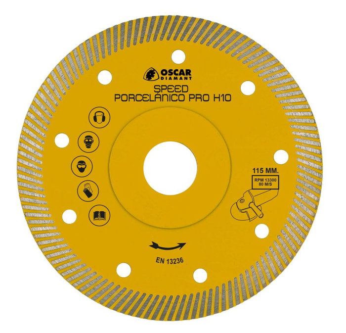 Oscar Diamant Disco Speed Porcelánico Pro H10 mm Ø115 x 22.2 mm para Corte de Porcelánico, Cerámica Vitrificada, Gres y Granito, 13300 RPM Oscar Diamant Disco Speed Porcelánico Pro H10 mm Ø115 x 22.2 mm para Corte de Porcelánico, Cerámica Vitrificada, Gres y Granito, 13300 RPM