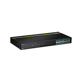 TRENDnet Switch 16 Puertos Gigabit L2 No Administrado PoE+ 250W Montaje Rack 1U Metal Negro TPE-TG160G