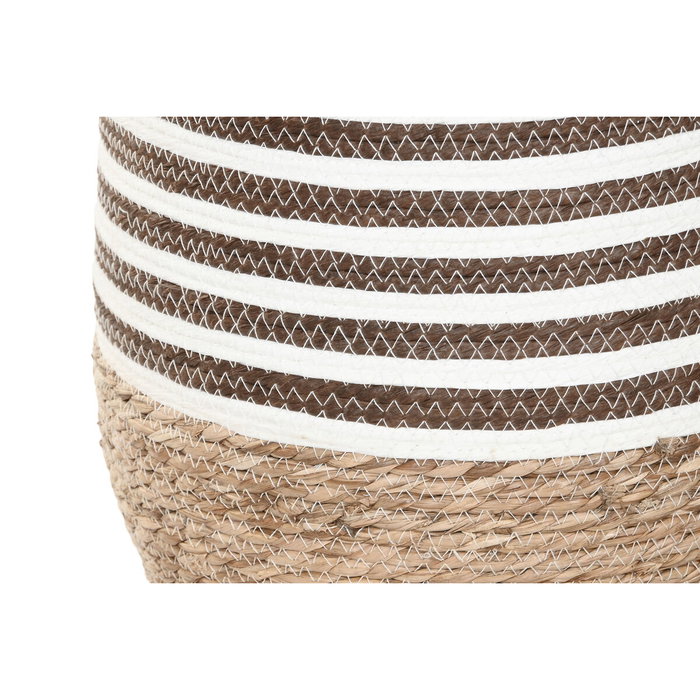 DKD Home Decor Set de 3 Maceteros de Fibra Trenzada Natural Marrón
