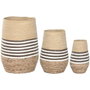 DKD Home Decor Set de 3 Maceteros de Fibra Trenzada Natural Marrón