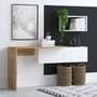 Hanah Home Escritorio de Estudio Blanco y Roble Ancho 145 cm x Alto 74 cm x Profundo 45 cm