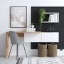 Hanah Home Escritorio de Estudio Blanco y Roble Ancho 145 cm x Alto 74 cm x Profundo 45 cm