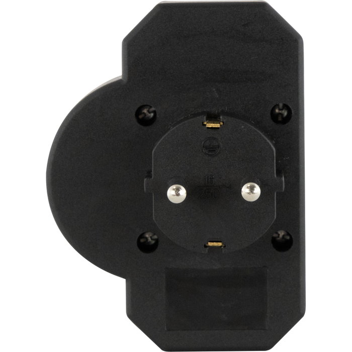 Rev Adaptador de enchufe triple con protección contra sobretensiones, negro Rev Adaptador de enchufe triple con protección contra sobretensiones, negro