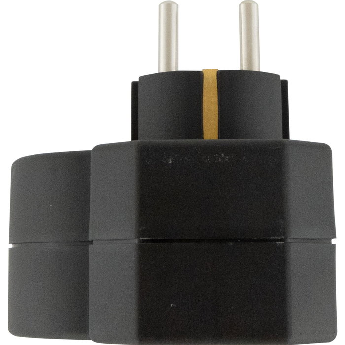 Rev Adaptador de enchufe triple con protección contra sobretensiones, negro Rev Adaptador de enchufe triple con protección contra sobretensiones, negro
