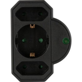 Rev Adaptador de enchufe triple con protección contra sobretensiones, negro