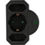 Rev Adaptador de enchufe triple con protección contra sobretensiones, negro