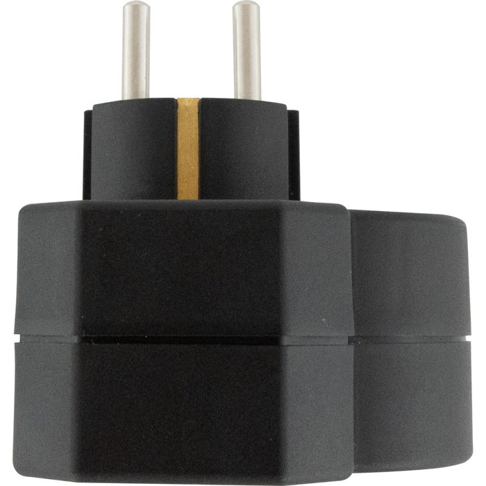 Rev Adaptador de enchufe triple con protección contra sobretensiones, negro Rev Adaptador de enchufe triple con protección contra sobretensiones, negro