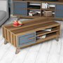 Hanah Home Mesa de Centro Walnut, Blue. Tablero Melamina 105x60x38.2cm. Diseño Moderno y Funcional.
