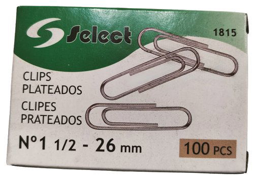 Clip Select Nº1,5 (26 Mm.) Plateado Caja De 100 (Set de 10)