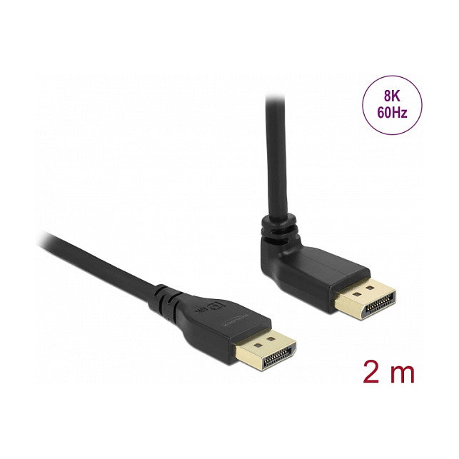 DeLOCK Cable DisplayPort 8K 60Hz 2m con conector en ángulo de 90° hacia arriba DeLOCK Cable DisplayPort 8K 60Hz 2m con conector en ángulo de 90° hacia arriba