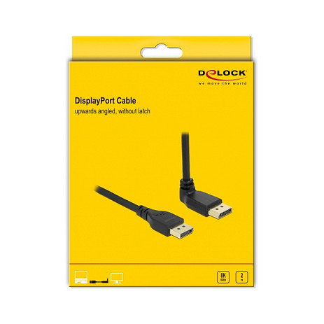DeLOCK Cable DisplayPort 8K 60Hz 2m con conector en ángulo de 90° hacia arriba DeLOCK Cable DisplayPort 8K 60Hz 2m con conector en ángulo de 90° hacia arriba