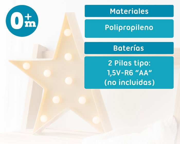 KioKids Lámpara Estrella LED Amarilla Infantil con Pilas para Dormitorio de Bebés y Niños +0 Meses KioKids Lámpara Estrella LED Amarilla Infantil con Pilas para Dormitorio de Bebés y Niños +0 Meses
