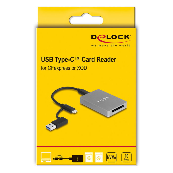 DeLOCK Lector de tarjetas USB Type-C para CFexpress o XQD Gris