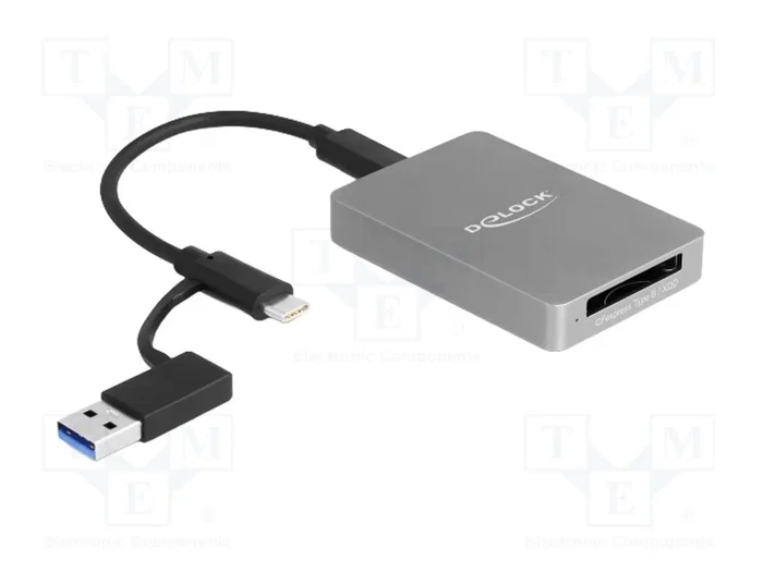 DeLOCK 91008 Lector de tarjetas USB Type-C para CFexpress y XQD, Gris