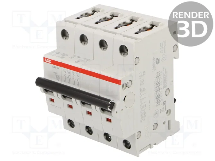 ABB S200M-C2 Interruptor magnetotérmico 4 polos 2A Curva C ABB S200M-C2 Interruptor magnetotérmico 4 polos 2A Curva C