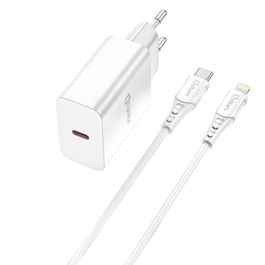 Qcharx Chronos Kit Cargador 20W Carga Rápida PD/QC con Cable Tipo C a Lightning 1m