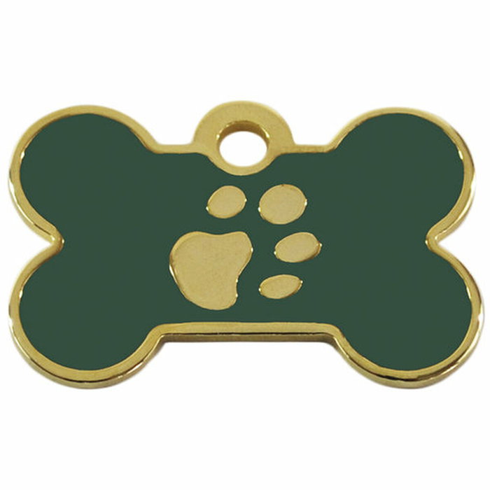 Placa identificativa para collar Imarc Verde Dorado Hueso Aluminio