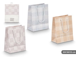 Pincello Bolsa Asa Cuadros Surtidos 23 cm x 18 cm x 10 cm (Set de 48)