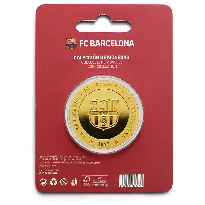 FC Barcelona Moneda Conmemorativa Coleccionista Lamine Yamal - Aleación Zamak Dorada en Cápsula Acrílica y Caja (Ø 4 cm)