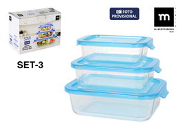 Inde Set 3 Fiambreras Rectangulares "Soul" de 370 ml, 640 ml y 1040 ml (8 Cajas)