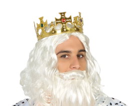 Corona Dorada de Rey Mago para Hombre Adulto con Joyas