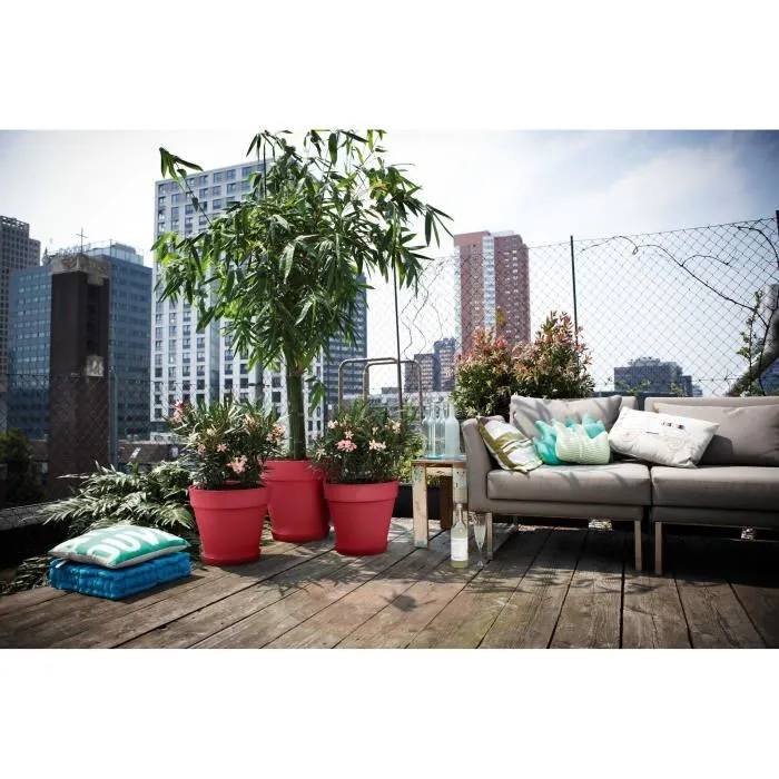 Elho Maceta Loft Urban Redonda con Ruedas 40 Roja L 39 x An 38,5 x Al 35 cm Exterior 100% Reciclada 9203539070800