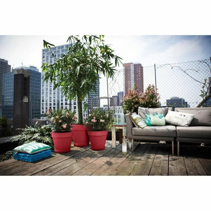Elho Maceta Loft Urban Redonda con Ruedas 40 Roja L